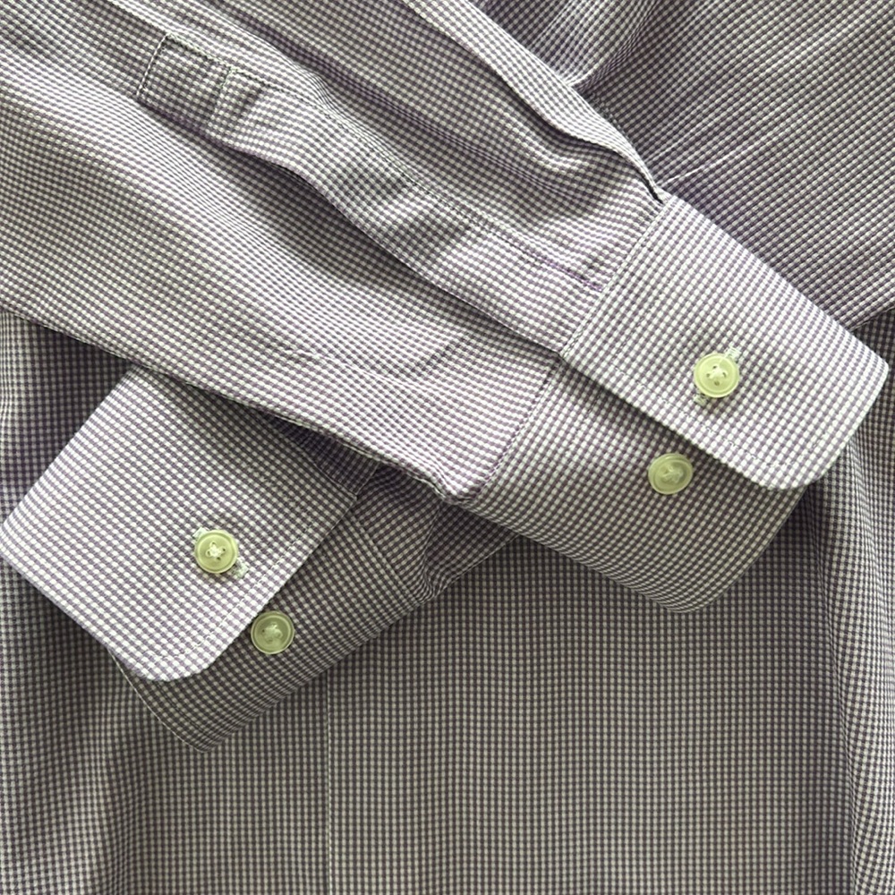 Hugo Boss ‘Miles’ Sharp Fit Dress Shirt in Purple Check | Size 17L - Picture 6 of 8